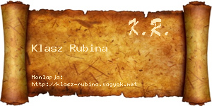 Klasz Rubina névjegykártya